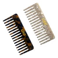 Peignes à cheveux antistatiques en acétate de cellulose 4 mm, rose, à dents larges, forme vague, avec logo personnalisé, pour femmes – Vente chaude