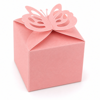 Boîte à bonbons papillon rose pour cadeaux de mariage, emballage élégant pour fêtes, conteneur cadeau en papier, vente en gros, logo personnalisé