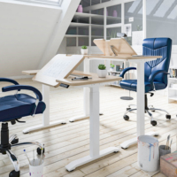 Table d'ordinateur motorisée moderne cadre assis et debout colonne réglable en hauteur bureau debout intelligent électrique