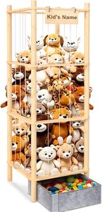 Scaffale in Legno <span class=keywords><strong>per</strong></span> Giocattoli di Peluche con Capacità Super Grande e Sacchi <span class=keywords><strong>per</strong></span> Animali di Peluche <span class=keywords><strong>per</strong></span> Armadi, Camere dei Bambini e Sale Giochi - Product Image 6