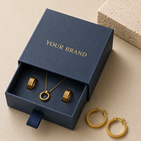 Boîte cadeau de luxe personnalisée pour bijoux avec ruban, emballage en papier recyclé pour bague, bracelet, collier, logo personnalisé