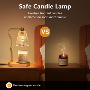 Lampu leleh lilin lintas batas terbaru, <span class=keywords><strong>diffuser</strong></span> aroma, lilin kayu solid tanpa api dengan wadah kaca, lilin dengan pengatur waktu, untuk di samping tempat tidur - Product Image 3