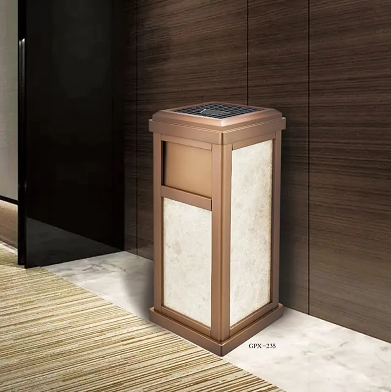 Leasylife tempat sampah tempat sampah baja tahan karat emas lobi hotel desain Modern