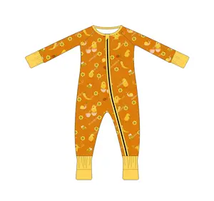 Hot Selling Kleding Lange Mouw Kip Bloem Bloemenprint Baby Geschikt Kleding Romper