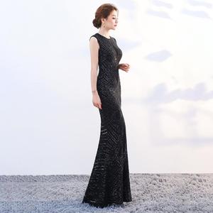 أحدث تصاميم جديدة ، 5 ألوان للحفلات المسائية برقبة دائرية مثير حورية البحر الترتر فستان حفلات موسيقية - Product Image 2