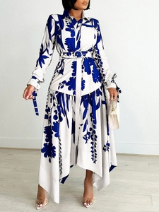 <span class=keywords><strong>Abbigliamento</strong></span> Elegante <span class=keywords><strong>per</strong></span> Donne <span class=keywords><strong>Taglie</strong></span> <span class=keywords><strong>Forti</strong></span>, Vestiti Africani con Colletto Irregolare Stampato alla Moda - Product Image 1