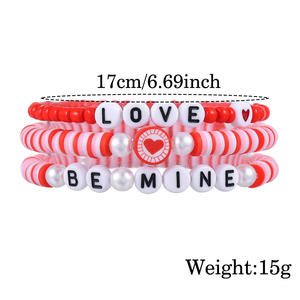 SY-41 Kit Braccialetti Fai da Te con Cuore 'Love Be Mine', Gioielli Artigianali Elastici in Argilla Polimerica con Perle e Resina, Set da 3 Pezzi - Product Image 4