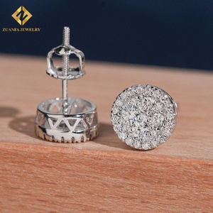 Iced Out Round Halo Honey Comb 925 Sterling <b>Silver</b> Lab Grown Diamond Luxury <b>Wedding</b> Jewelry for Women - Product Image 3