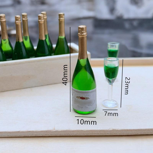 Copa de vino de champán en miniatura y botella para decoración de casa de muñecas 1:12 Mini Alcohol licor cerveza pequeña lata accesorios de simulación - Product Image 3