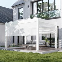 Pergola bioclimatique moderne en aluminium multi-tailles 3x3m 4x4m, toit à lames orientables, imperméable, pour jardin extérieur et arrière-cour