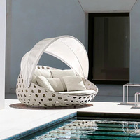 Chaise longue double en métal pour extérieur, résistante aux intempéries, pour cour, balcon, terrasse, parc et hôtel