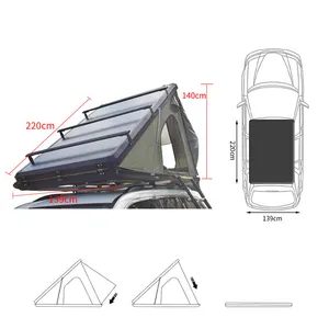 T012 야외 오프로드 자동차 캠핑 유압 하드 쉘 알루미늄 루프 탑 텐트 트라이앵글