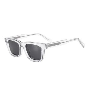 Wholesale Unisex Large-Sized Square Sunglasses White Red Brown Acetate Frames Retro Fashionable Polarized Lenses Made Tac