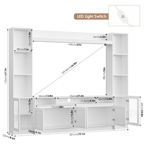 Meuble mural de style farmhouse personnalisé, centre de divertissement, meuble <span class=keywords><strong>TV</strong></span> avec étagères et armoire pour salon - Product Image 3