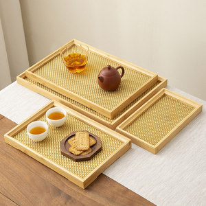 Bandeja de Servir Rectangular de Bambú Antideslizante para Té y Café en el Hogar - Product Image 4