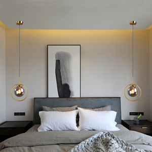 Globo di <span class=keywords><strong>vetro</strong></span> luce pendente regolabile altezza oro medie dimensioni LED lampadario <span class=keywords><strong>per</strong></span> sala da pranzo Indoor appeso - Product Image 2