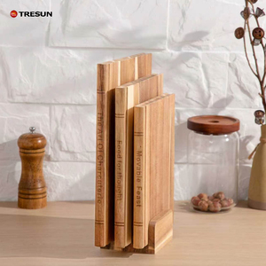 Ensemble de 3 planches à découper en bois d'acacia avec support, en forme de bibliothèque - Product Image 6