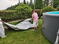 DWF Aufblasbarer Schwimmpool für Erwachsene & Kinder zur Außennutzung PVC-Material Drop-Stitch-Konstruktion