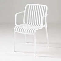 Chaise de salle à manger en plastique de style nordique, ensemble table et chaises pour café, restaurant, bistrot, siège extérieur avec accoudoirs