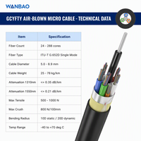 Câble micro soufflé GCYFTY non métallique à tube lâche 24-288 fibres G652D gaine HDPE pour installation par soufflage de réseau d'accès FTTH