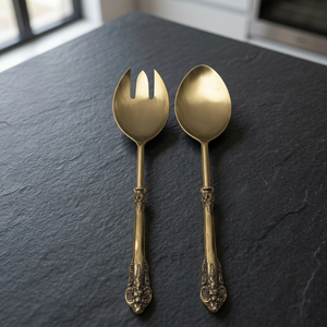 Juego de Servidores de Ensalada con Acabado Dorado, Cuchara y Tenedor Decorativos de Metal para Mesa de Comedor de Lujo, Regalos de Boda y Vajilla de Restaurante - Product Image 3