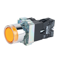 Tombol Tekan NIN 22mm Self-Resetting Full Illuminated Head Toggle Hijau Momentary Push Button LED 1NC 1NO Terminal Sekrup IP65 Tahan Air 10A