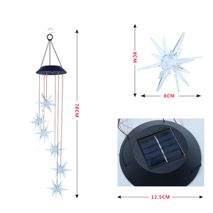 Oem Dll383 Campanella a Vento Solare con Pannello Solare, Lampada LED, Ornamenti da Giardino Sospesi, Luci a Campana a Vento a Forma di Riccio Marino per Esterni - Product Image 4