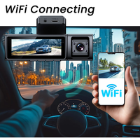 4K 3-Linsen-Mini-Dashcam mit WLAN- und GPS-Funktion, passend für max. 512-GB-Karte, 3,2-Zoll-Bildschirm, Live-Video-Check über App auf dem Telefon, WLAN-Dashcam