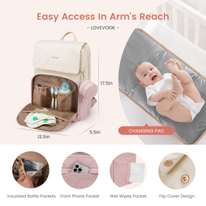 2025 Custom LOVEVOOK elegante Top seller con fasciatoio tappetino ciuccio custodia per bambini e bambine viaggio ogni giorno <span class=keywords><strong>zaino</strong></span> - Product Image 3