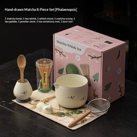Ensemble de matcha de style chinois peint à la main, fouet à matcha en céramique, bol à thé, brosse à thé, outils à matcha pour la cérémonie du thé