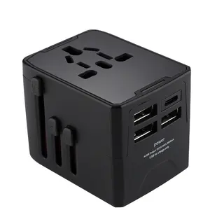 Adaptador de viagem multiplug universal com USB e Tipo-C