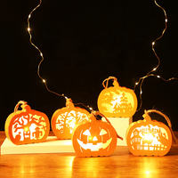 2022 Halloween party legno LED zucca decorazione luce carino halloween-decor