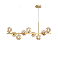 Liangte personnalisé nordique moderne or luxe lustre Rectangle boule de verre suspension pour maison bureau cuisine île décorative