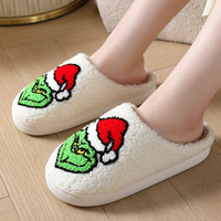 Hommes et femmes mignon dessin animé Grinch hiver coton pour pantoufles confortable maison pour pantoufles avec caractéristique respirante chaud pour