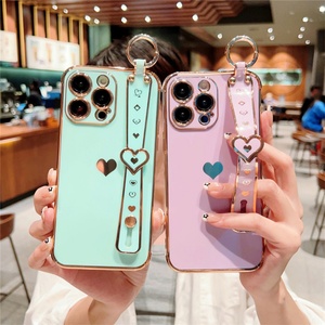 Funda de Teléfono Móvil con Correa de Muñeca de Lujo para iPhone 16 15 14 13, Funda Electrochapada para iPhone 15 Pro Max, Diseño Lindo para Chicas - Product Image 2