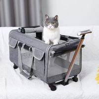Sac à dos trolley pliable et respirant grande capacité pour animaux de compagnie, idéal pour les voyages avec chats et chiens