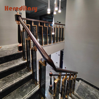 Nouveau design rose glod en acier inoxydable balustrade en verre escaliers en acier inoxydable rampes d'escalier pour villa maison