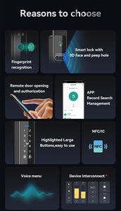 सीएनसी फेस रिकग्निशन वाटरप्रूफ आईपी 65 स्वचालित डिजिटल अपवc डिजिटल लॉक वाई-फाई यूरो मोरेटिज़ स्लिम स्मार्ट एल्यूमीनियम दरवाजा लॉक - Product Image 3