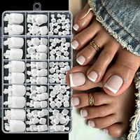 150 faux ongles courts carrés à bout français, couleur nude avec bord blanc, couvrance totale, 15 tailles, réutilisables, en acrylique, pour usage quotidien