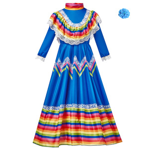 Disfraz de Bailarina Folclórica Mexicana Tradicional de Jalisco para Niñas, Disfraces de Carnaval de Halloween para Niños - Product Image 5