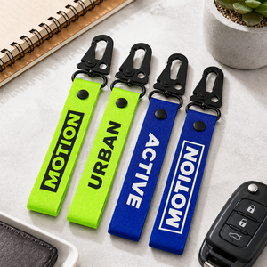 Llavero Ecológico de Tela Tejida para Motocicleta, con Letra Personalizada y Logotipo Impreso, con Mosquetón, Color Verde - Product Image 3