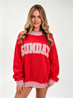 Sweatshirt Wanita Oversize Mockneck Gaya Asimetris Cetak 3D Puff Bahan Katun Fleece Pullover Jumper Atasan Kasual