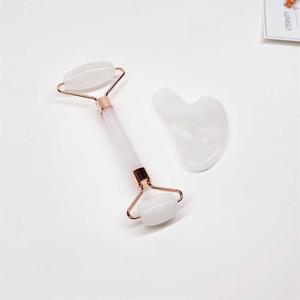 Masseur facial en pierre de jade naturelle, quartz rose, lifting, anti-âge, rouleau de jade, ensemble Gua Sha - Product Image 4