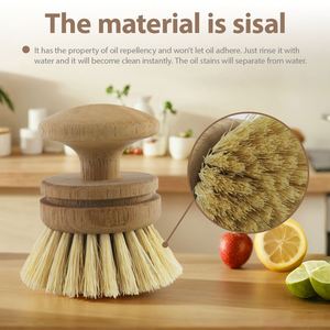 Cepillo de limpieza de platos de madera, respetuoso con el medio ambiente, Material de haya Sisal, cepillo de limpieza para lavar platos - Product Image 5