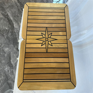 Plateau de table pliable rectangulaire en teck avec motif étoile 680/340x500mm pour yachts, camping-cars et navires Pièce et accessoire - Product Image 1