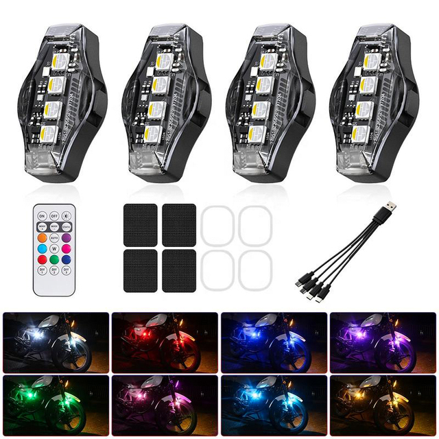 New LED Aircraft Strobe Light Remote Control USB-C Charging Universal Motorbike Car Truck Offroad Decorative Light Kit