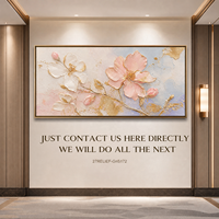 Peinture à l'huile abstraite neutre dorée à texture épaisse, peinte à la main, pour hôtel, FF&E, design d'intérieur, grande toile murale, vente en gros