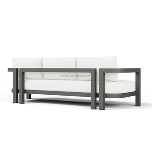 FERLY Moderne T-back Design Extérieur Jardin En Aluminium Canapé Ensemble 4 Pièces Antirouille En Aluminium et Bois De <span class=keywords><strong>Teck</strong></span> Matériau De Revêtement En Poudre - Product Image 4
