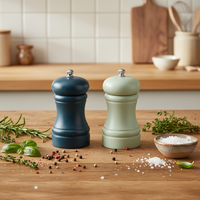 Ensemble moulin à sel et à poivre en bois naturel mini, très populaire, durable, avec bouton rotatif pour la cuisine