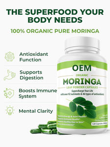 كبسولات المورينجا من مسحوق المورينجا العضوي النقي أحادي المصدر. لدعم الطاقة والأيض والمناعة. 120 كبسولة، 500 مجم - Product Image 4
